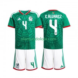Camisola México Edson Alvarez 4 Criança Equipamento Primeiro Copa do Mundo 2026 Manga Curta